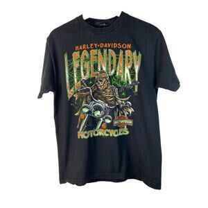 Harley-Davidson Legendary Motorcycles Mummy Skeleton Riding Motorcycle T-Shirt *